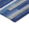 9' X 12' Navy Blue And Denim Blue Striped Washable Indoor Outdoor Area Rug