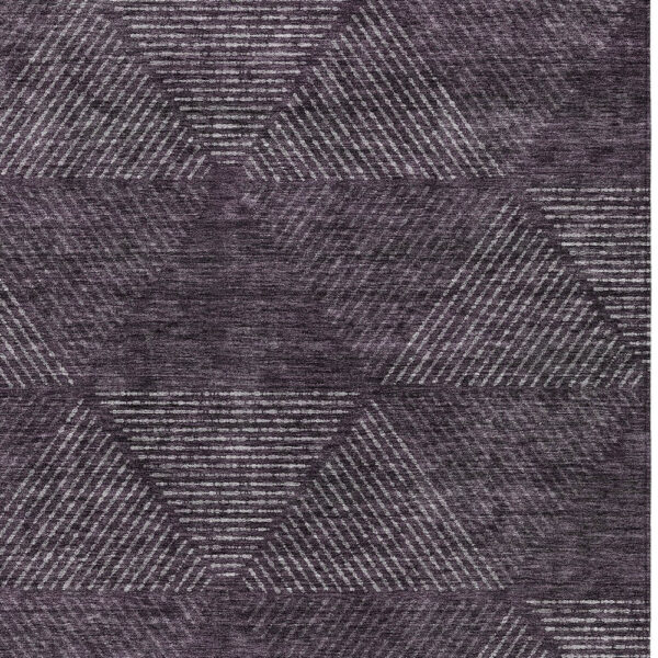 8' X 10' Eggplant Purple And Gray Geometric Washable Indoor Outdoor Area Rug