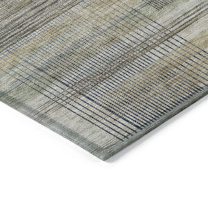 10' X 14' Khaki Tan And Beige Striped Washable Indoor Outdoor Area Rug