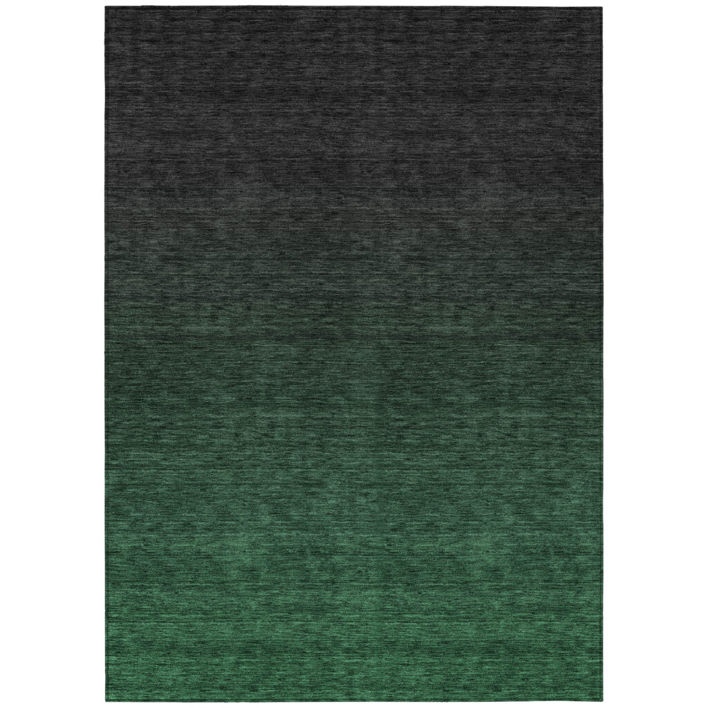 10' X 14' Emerald And Charcoal Abstract Washable Indoor Outdoor Area Rug