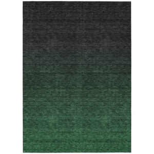 10' X 14' Emerald And Charcoal Abstract Washable Indoor Outdoor Area Rug