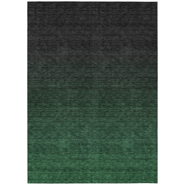10' X 14' Emerald And Charcoal Abstract Washable Indoor Outdoor Area Rug