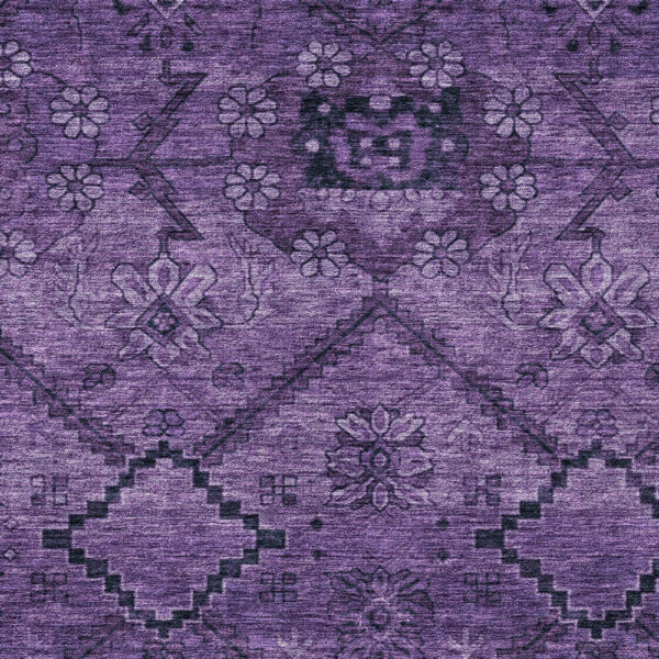 10' X 14' Eggplant Purple And Plum Floral Washable Indoor Outdoor Area Rug