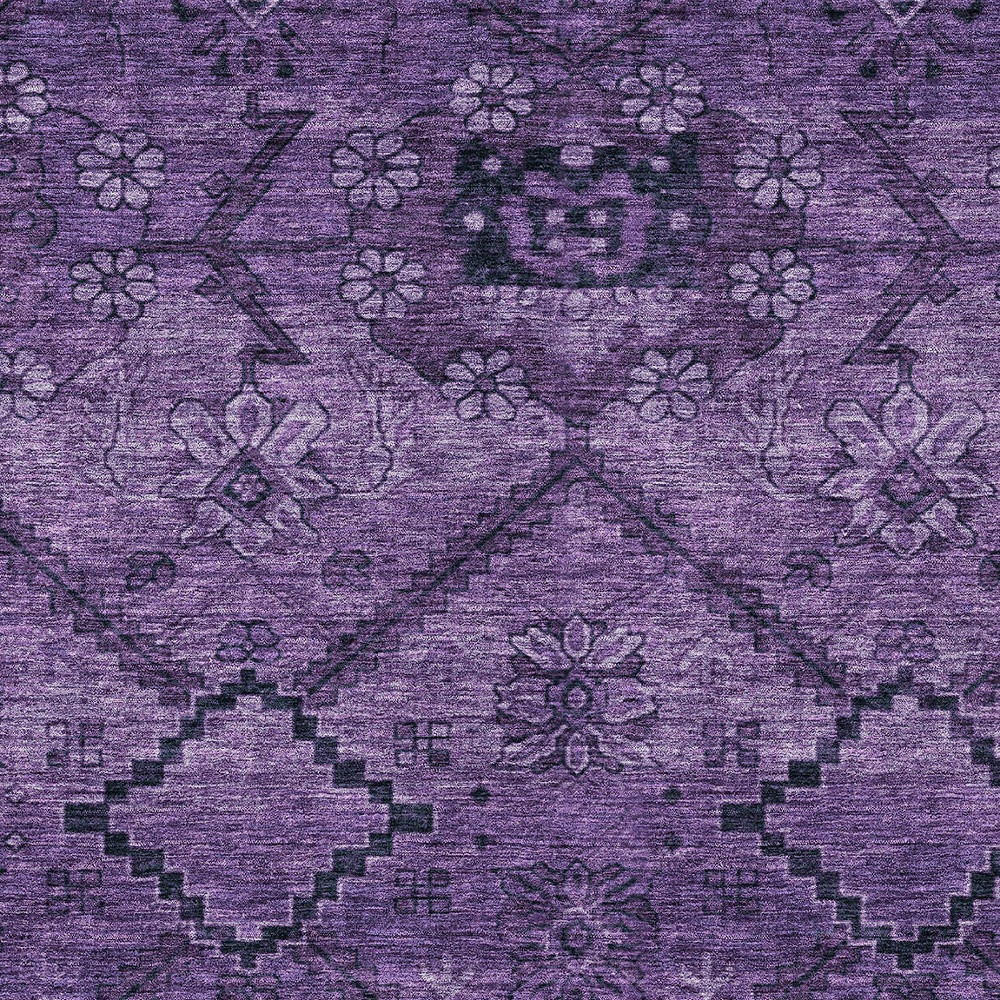 10' X 14' Eggplant Purple And Plum Floral Washable Indoor Outdoor Area Rug