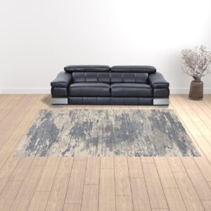 9' x 12' Gray Abstract Power Loom Area Rug