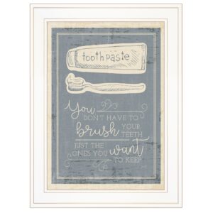 Brush Teeth 2 White Framed Print Wall Art