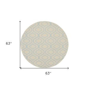 5' Gray Round Moroccan Power Loom Area Rug
