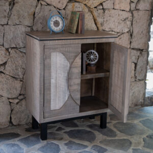 32" Gray Solid and Manufactured Wood Distressed Buffet Table