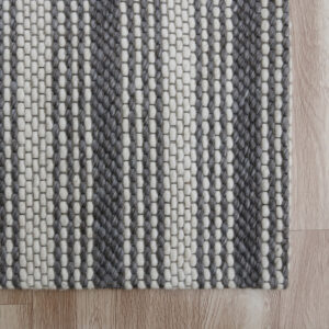9' x 12' Gray Wool Striped Hand Woven Area Rug