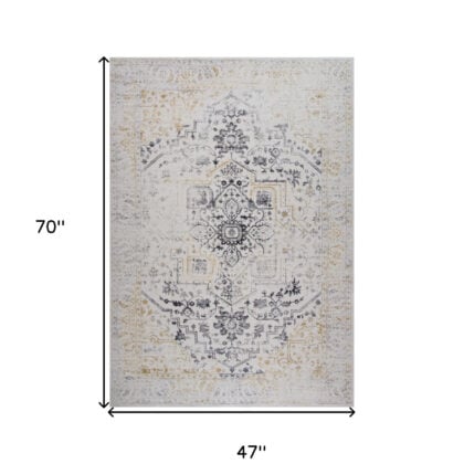 4' x 6' Gray and Gold Oriental Area Rug