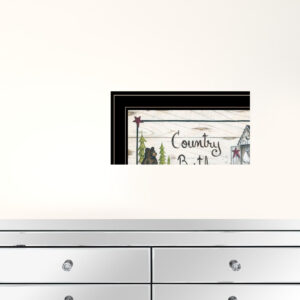 Set Of Two Whimsical Bear Nature Calls Black Framed Bathroom Prints Wall Art