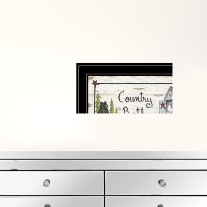 Set Of Two Whimsical Bear Nature Calls Black Framed Bathroom Prints Wall Art