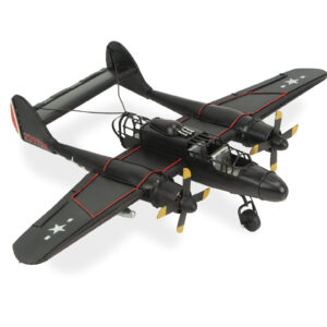 4" Black and Red Metal Hand Painted Model Airplane