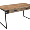 60" Natural and Black Solid Wood Writing Desk With Two Drawers