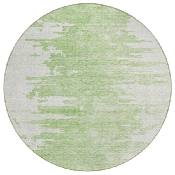 8' Green And Mint Green Round Abstract Washable Indoor Outdoor Area Rug