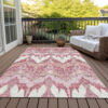 5' X 8' Blush Mauve And Ivory Ikat Washable Indoor Outdoor Area Rug