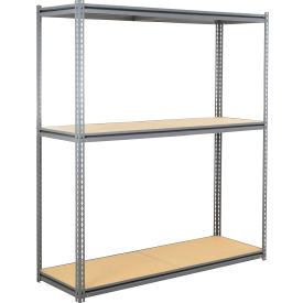 Global Industrial 3 Shelf Extra Heavy Duty Boltless Shelving Z Beam Starter 72Wx48Dx84H Wood Deck