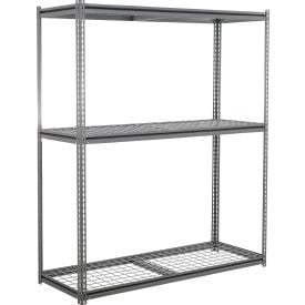 Global Industrial 3 Shelf Extra Heavy Duty Boltless Shelving Z Beam Starter 72Wx24Dx96H Wire Deck