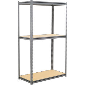 Global Industrial 3 Shelf Extra Heavy Duty Boltless Shelving Z Beam Starter 60Wx24Dx84H Wood Deck