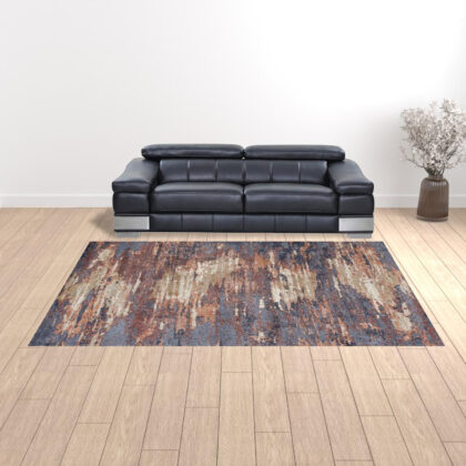 9' x 12' Rust Abstract Power Loom Area Rug