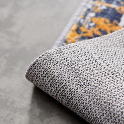 2' x 3' Blue and Silver Abstract Shag Printed Washable Non Skid Area Rug