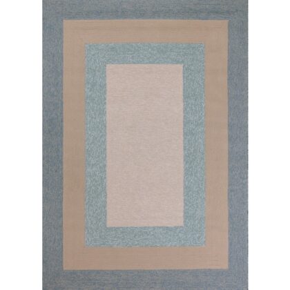 3' X 5' Blue and Beige Handmade Indoor Outdoor Area Rug