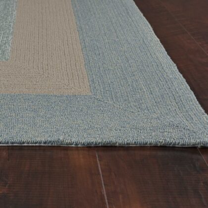 3' X 5' Blue and Beige Handmade Indoor Outdoor Area Rug
