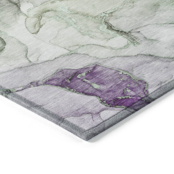 8' Round Green Round Abstract Washable Non Skid Indoor Outdoor Area Rug