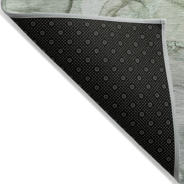 8' Round Green Round Abstract Washable Non Skid Indoor Outdoor Area Rug