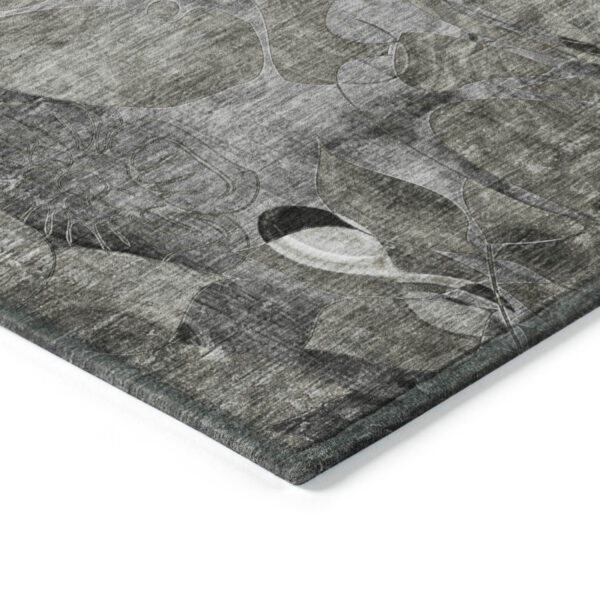 5' X 8' Gray Abstract Washable Indoor Outdoor Area Rug