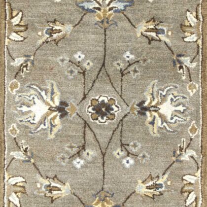 7' Grey Hand Tufted Wool Traditional Floral Indoor Area Rug