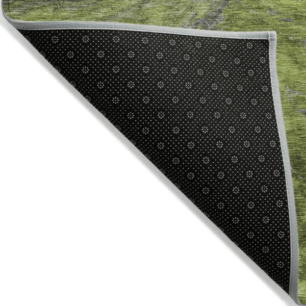 10' X 14' Olive Green And Lime Green Abstract Washable Indoor Outdoor Area Rug