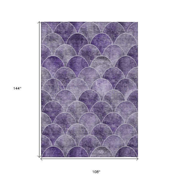 9' X 12' Purple Lilac And Lavender Abstract Washable Indoor Outdoor Area Rug