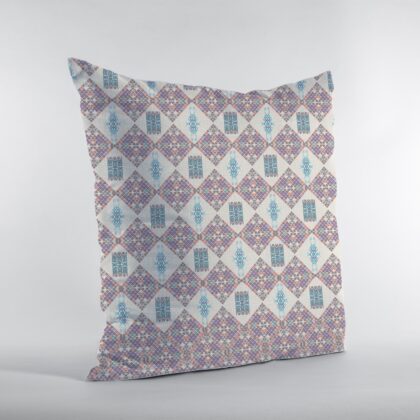 16" Pink Lattice Zippered Suede Throw Pillow