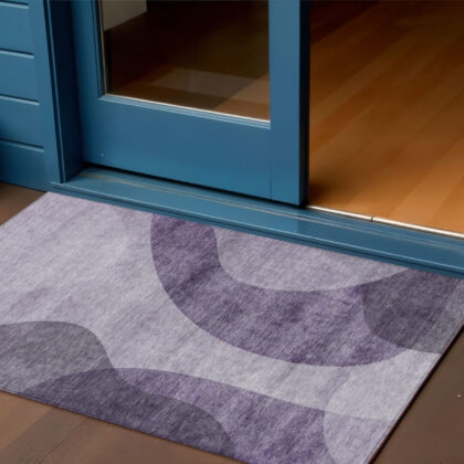 3' X 5' Purple Lavender And Eggplant Abstract Washable Indoor Outdoor Area Rug