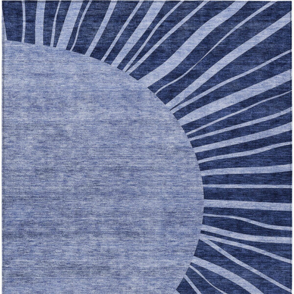 8' X 10' Navy Blue And Sky Blue Abstract Washable Indoor Outdoor Area Rug