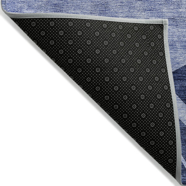 8' X 10' Navy Blue And Sky Blue Abstract Washable Indoor Outdoor Area Rug