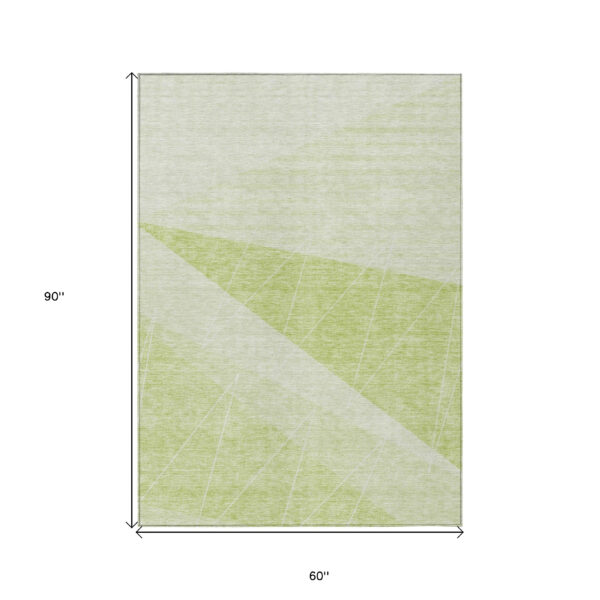 5' X 8' Green Mint Green And Ivory Geometric Washable Indoor Outdoor Area Rug