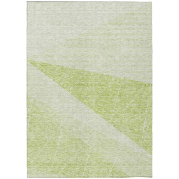 5' X 8' Green Mint Green And Ivory Geometric Washable Indoor Outdoor Area Rug