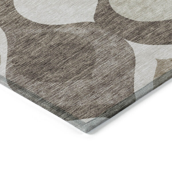 9' X 12' Taupe Beige And Brown Ogee Washable Indoor Outdoor Area Rug