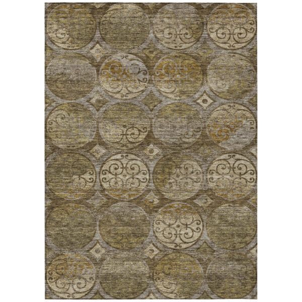 8' X 10' Brown Taupe And Gray Trellis Washable Indoor Outdoor Area Rug