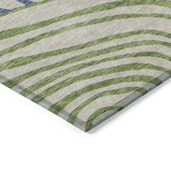 10' X 14' Beige Taupe And Green Abstract Washable Indoor Outdoor Area Rug