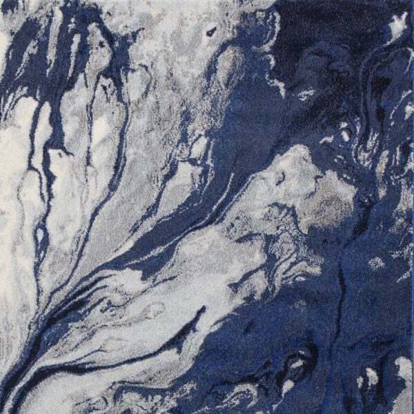 3'X5' Blue Machine Woven Abstract Watercolor Indoor Area Rug