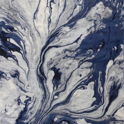 3'X5' Blue Machine Woven Abstract Watercolor Indoor Area Rug