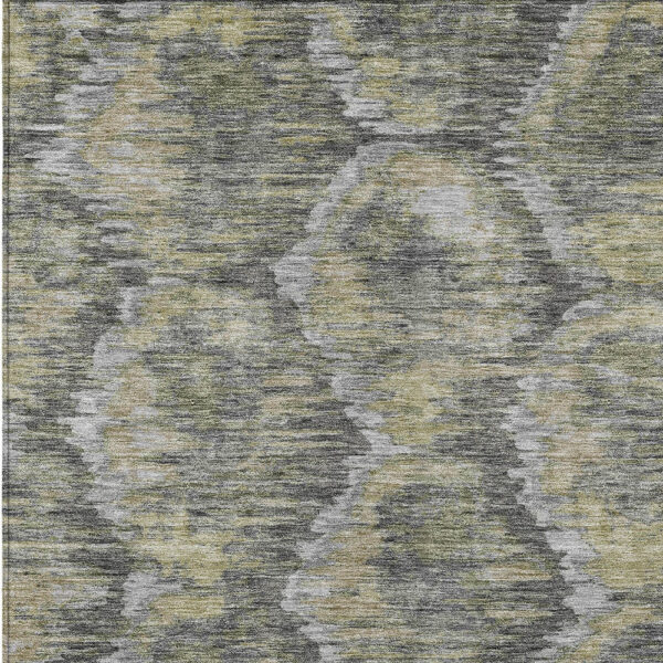 9' X 12' Gray Silver And Wheat Abstract Washable Indoor Outdoor Area Rug