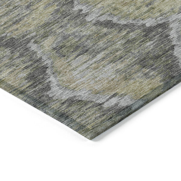 9' X 12' Gray Silver And Wheat Abstract Washable Indoor Outdoor Area Rug