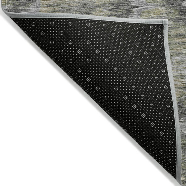 9' X 12' Gray Silver And Wheat Abstract Washable Indoor Outdoor Area Rug