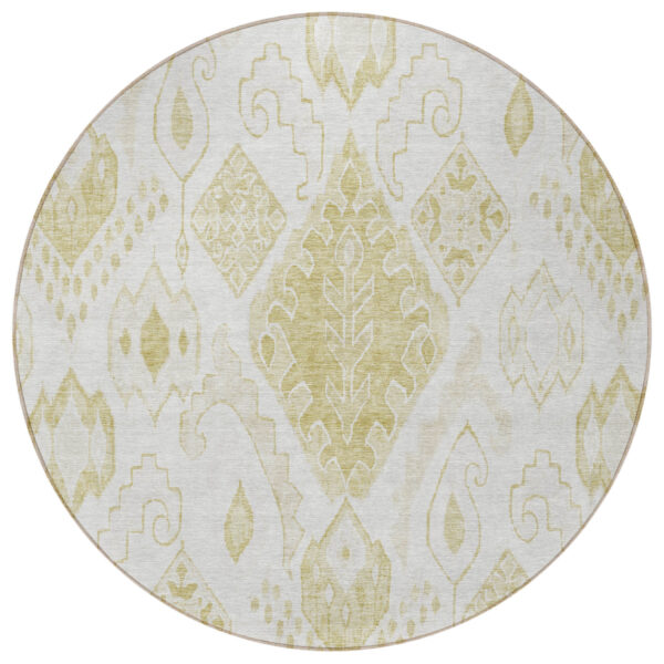 8' Beige Tan And Ivory Round Moroccan Washable Indoor Outdoor Area Rug