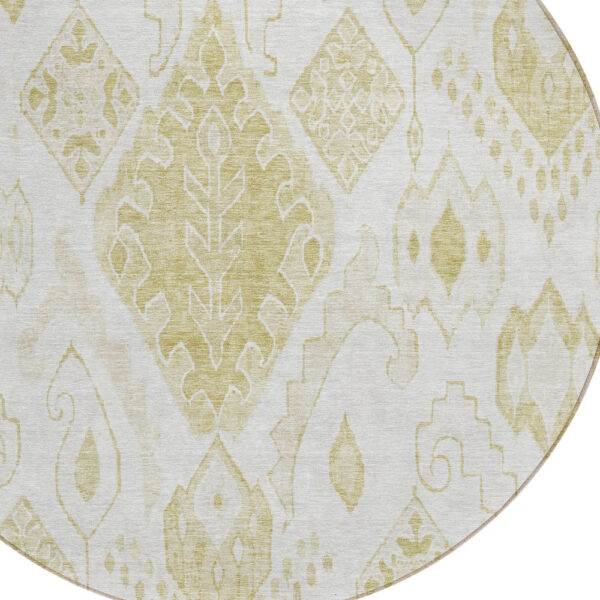 8' Beige Tan And Ivory Round Moroccan Washable Indoor Outdoor Area Rug