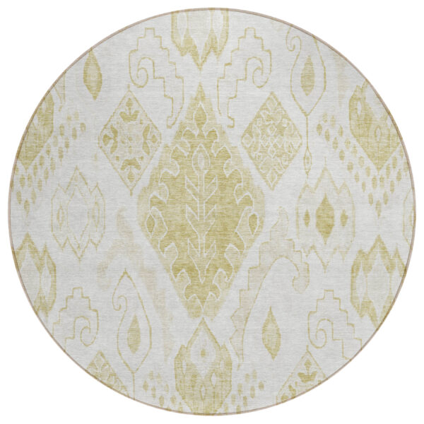 8' Beige Tan And Ivory Round Moroccan Washable Indoor Outdoor Area Rug